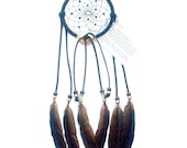 Navy Blue Dream Catcher, English Magpie Feathers