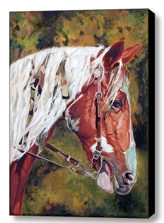 Custom Pet Portrait - Horse Art Canvas Print 18x24 in