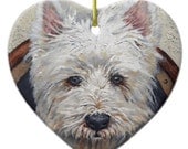Heart Shaped Ceramic Ornament Westie Dog
