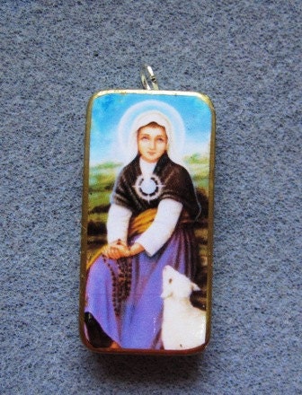 St. Germaine Cousin Catholic Recycled Domino Pendant Patron Handicapped People GC2