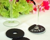 Write Drink Tags: chalk cloth reusable wine tags / wine charms (set of 12) - Scallop - as seen in BRIDES - SALE 20% off coupon