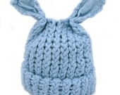 Organic Cotton Lamb Eared Baby Hat Blue Lamby Newborn to Infant Size