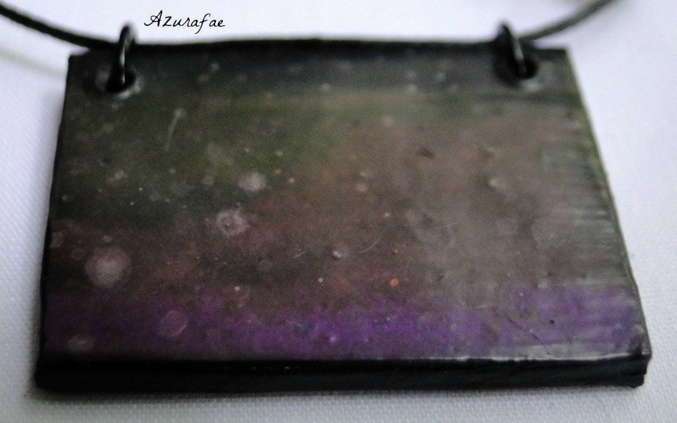 Pale Distant Galaxy Watercolor Painting Paper Necklace OOAK