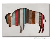 Americana Buffalo Portrait in Wood, American Bison Collection, Made to Order