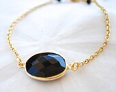 Black Onyx Delicate Chain Bracelet