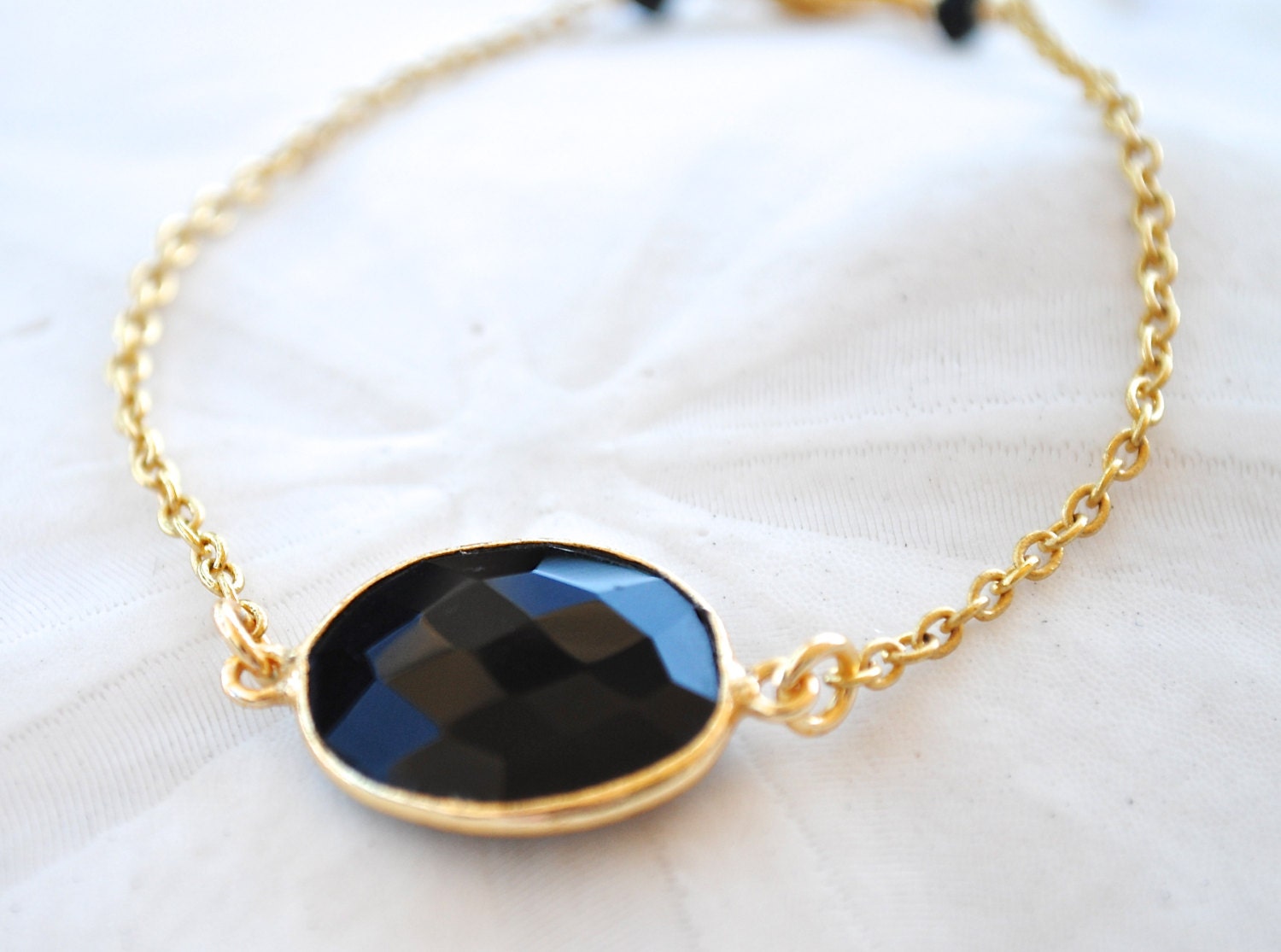 Black Onyx Delicate Chain Bracelet