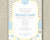Baby Boy Shower Invitation Invite Modern Chevron Dots - print by you - by girls at play Etsy girlsatplay Il_170x135