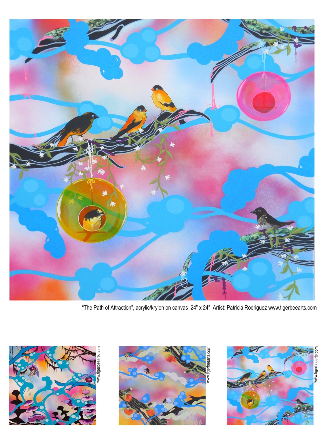 Contemporary Art Print Birds Finches from Original Painting