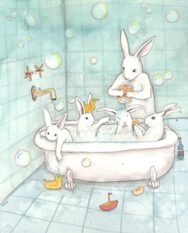 Bath Time - Fine Art Rabbit Print