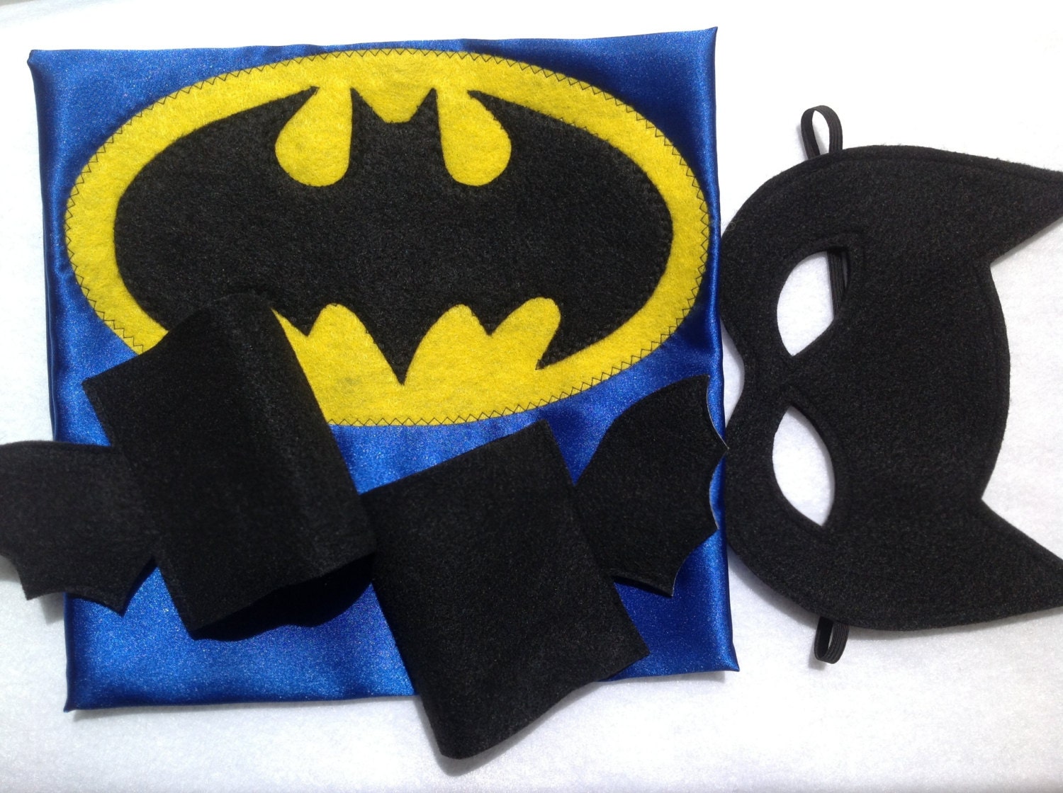 Retro Blue Batman Costume. Cape, Mask and Cuffs Set (available in all sizes)