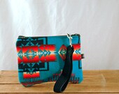 Appetite Wristlet made with Beautiful Turquoise Patterned Wool