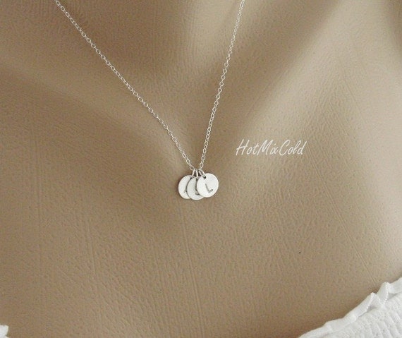 Custom THREE Initials Sterling silver Necklace, Monogram Necklace, Simple daily jewelry, Family, Birthday, Best friends, Mothers Necklace