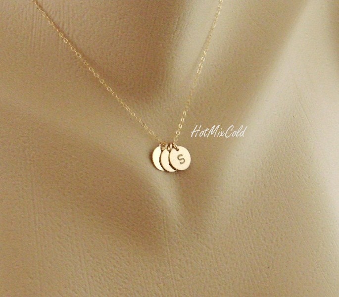 THREE Initials GOLD Fill Necklace, Customize Monogram Necklace, Simple daily jewelry, Family Jewelry, Sister Best friends, Mothers Necklace