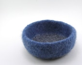 Felted Wool Bowl Medium - denim and dark gray fleck - RuthAndHazel