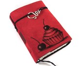 Cupcake, leather journal, diary, book