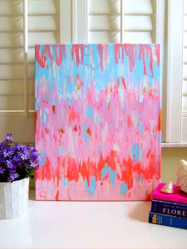 FLAMINGO ABSTRACT on stretched canvas 11x14