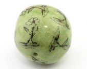 Apple Green Daisy Flowers Oxide Laser Decal Ceramic Bead