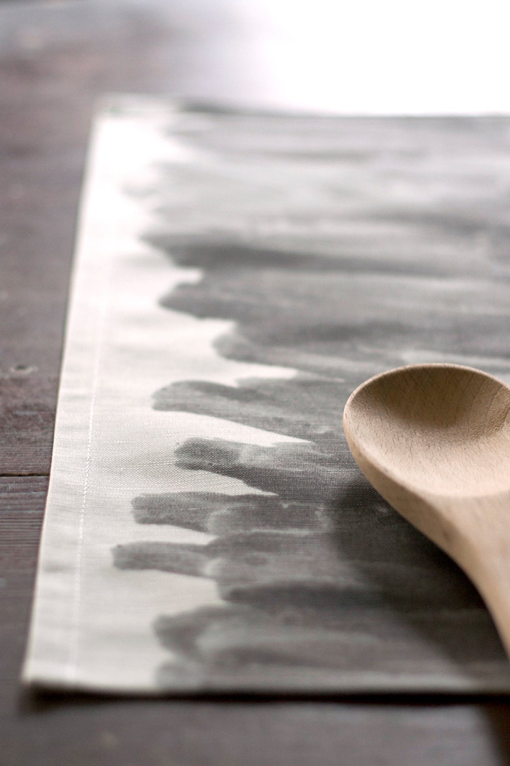 Watercolor Wash Linen / Cotton Tea Towel - Willow Charcoal