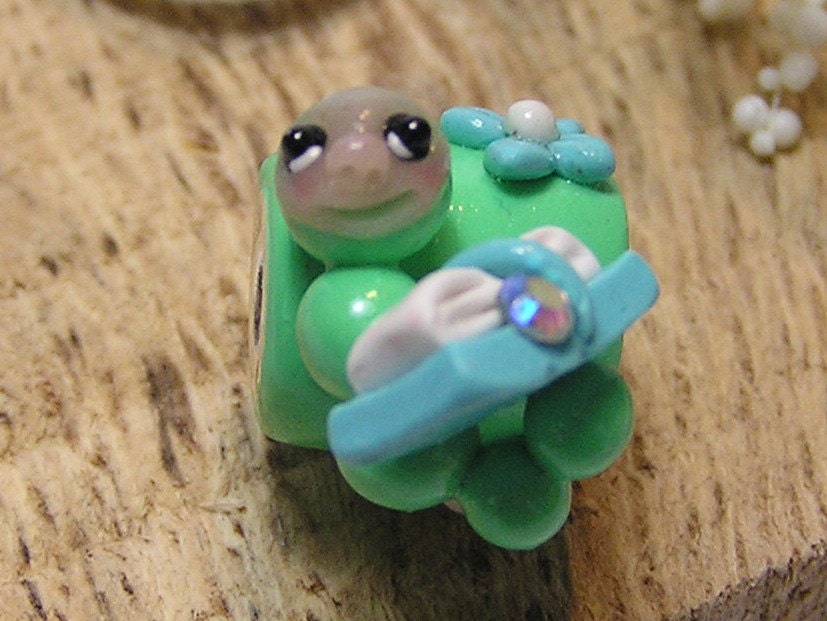 Bookworm Polymer Clay European Bead