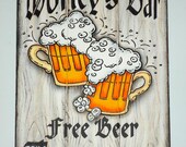 Home Bar Sign- Pub Sign Personalized with You Name- Free Beer Tomorrow Sign