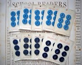Lot of 10 Vintage Blue Plastic Button Cards