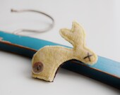 Yellow bunny brooch made from recycled wool