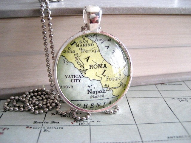 Map Necklace Rome Italy