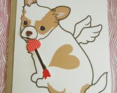 Valentine Cupid Billie Jean the Chihuahua Angel Wings Heart Bow Arrow Note Card with Envelope