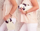 Mimi the Pug Dog Cute Vintage Inspired Brown Vinyl Side Strap Clutch Purse Bag