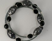Silverlight Beaded Bangle Bracelet (colors: black, charcoal, gray, silver)