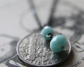 Laurel Necklace with Antique Coin and Swarovksi Crystal