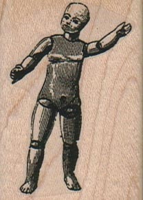 Steampunk Jointed Doll rubber stamps place cards gifts  wood mounted 5814