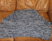 Hand Knitted Light and Dark Blue Blanket