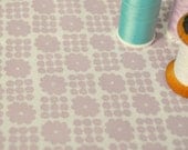 lilac on white Flower Grid screen printed fabric