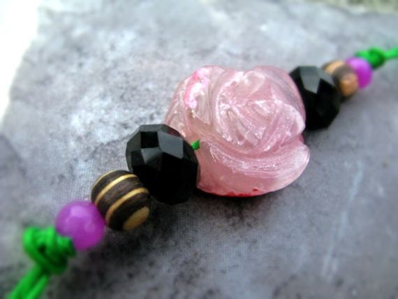 Agate Flower Beaded Friendship Bracelet