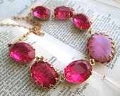 pink vintage rhinestone necklace, assemblage necklace, art nouveau pink layering necklace. "Opal"