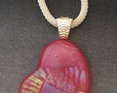 Valentine Jewelry, Fused Glass Heart Pendant,  Patchwork Dichroic Fused Glass Heart Pendant - Pink Heart Necklace