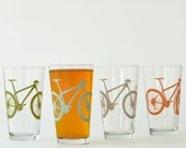 High desert - 4 mountain bike pint glasses, charcoal gray bicycle