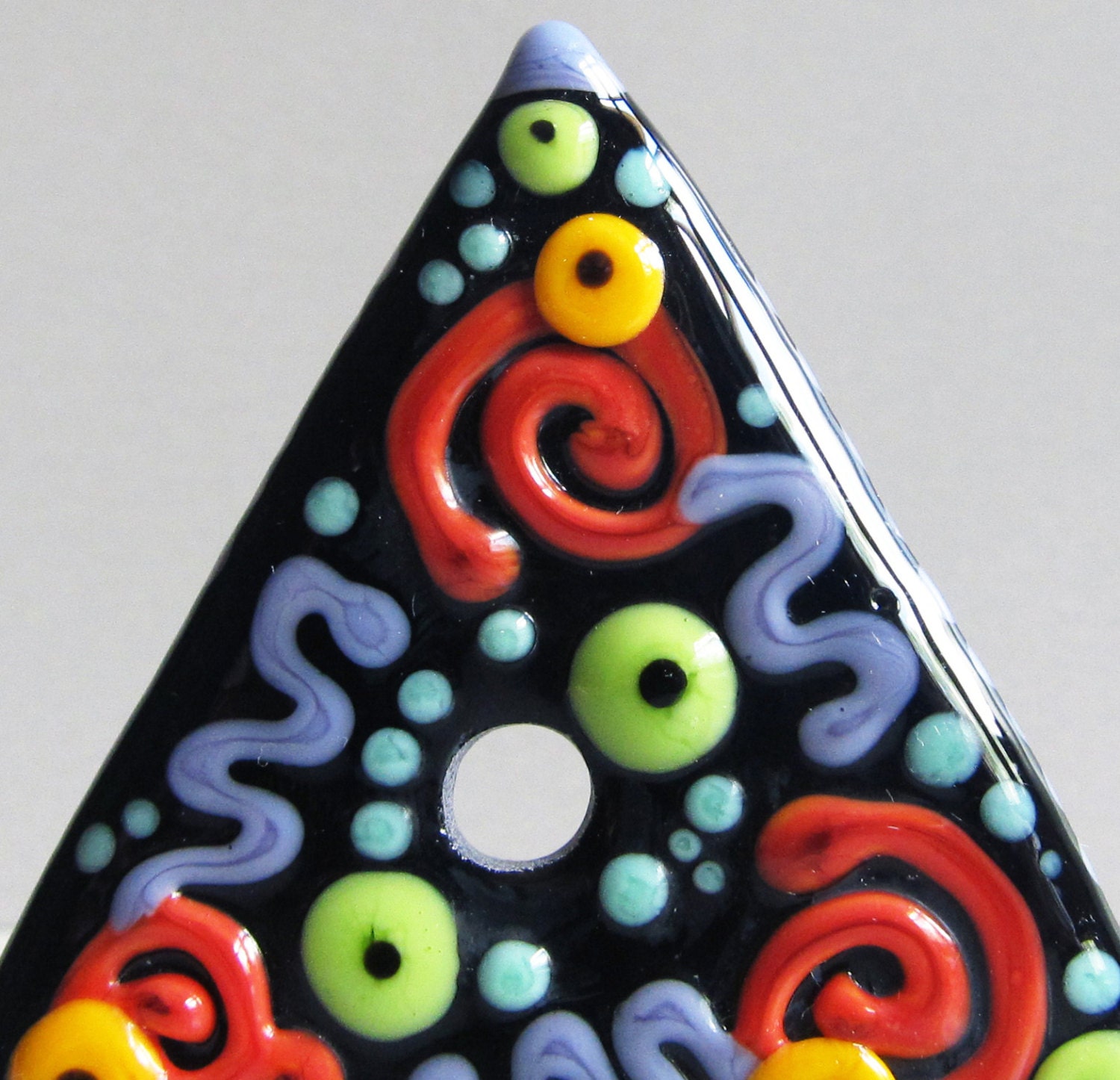 Funfetti Triangle Focal Disc--Handmade Lampwork Bead