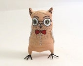 Spun Cotton Vintage Style Nerdy Pink Horned Owl OOAK