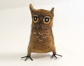 Spun Cotton Vintage Style Antiqued Horned Owl OOAK