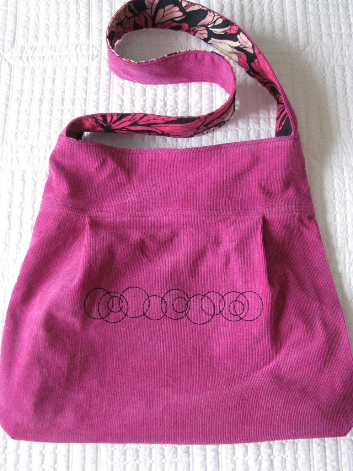Pink/Purple Embroidered Pleated Handbag - One of a Kind
