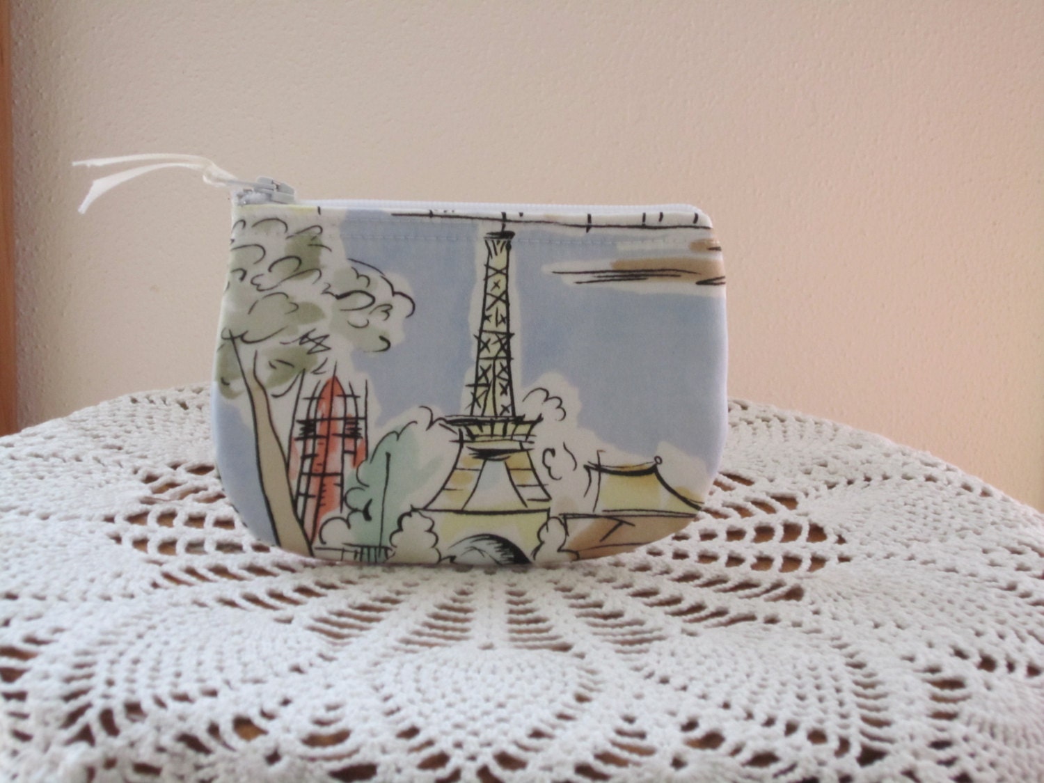 Coin Business Card Clutch Zipper CaseTravel to Paris Made in the USA