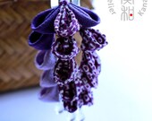 Vintage Kimono Drooping Wisteria Tsumami Kanzashi Snap Clip with Raindrops