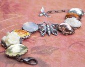 Autumn's Garden: antiqued silver adjustable ombre charm bracelet in warm tones - one of a kind