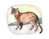 Cat Illustration // Cat Art Print 5x7 // Dancing Mountain Cat