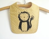 baby bib,lion, handmade with organic flannel