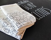 organic burp cloth, striped with city print
