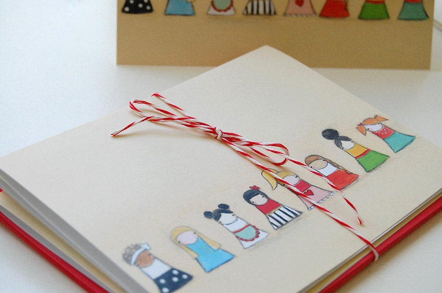 the creative girls - set of 5 blank cards with red envelopes