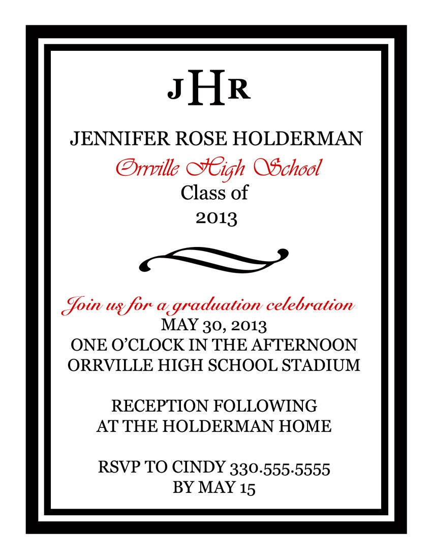 Monogram Graduation Announcements - Set of 10